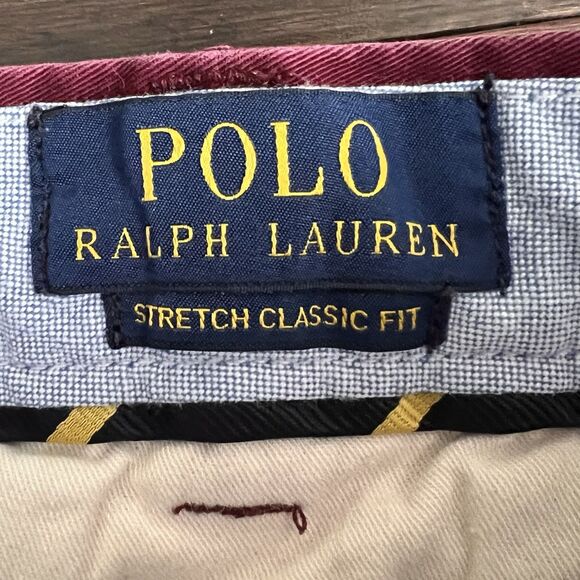 POLO Ralph Lauren 100% Cotton Chino Shorts Men Size 40 Maroon 9in Inseam - Picture 2 of 7